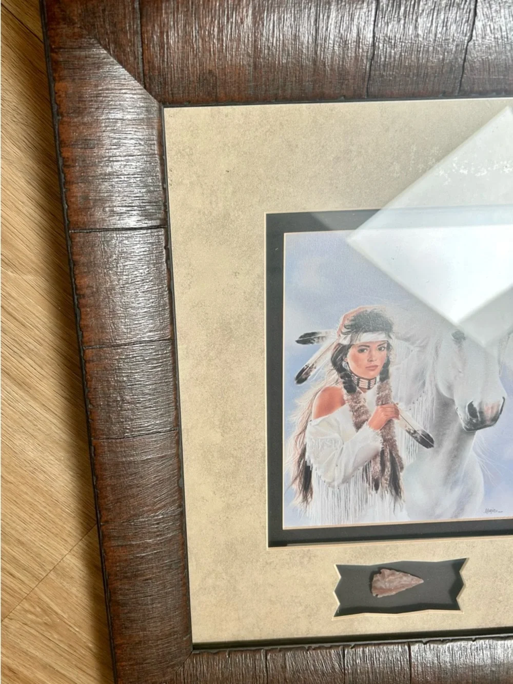 Maija “Blue Velvet” Framed 1995 Print W/Arrowhead Native American Art 13x15”